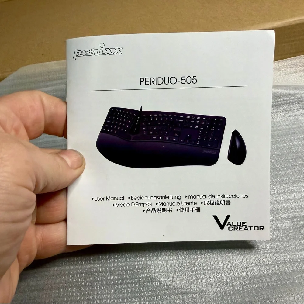 Perixx PERIDUO-505, Ergonomic Keyboard and Mouse Combo with Adjustable Palm Rest